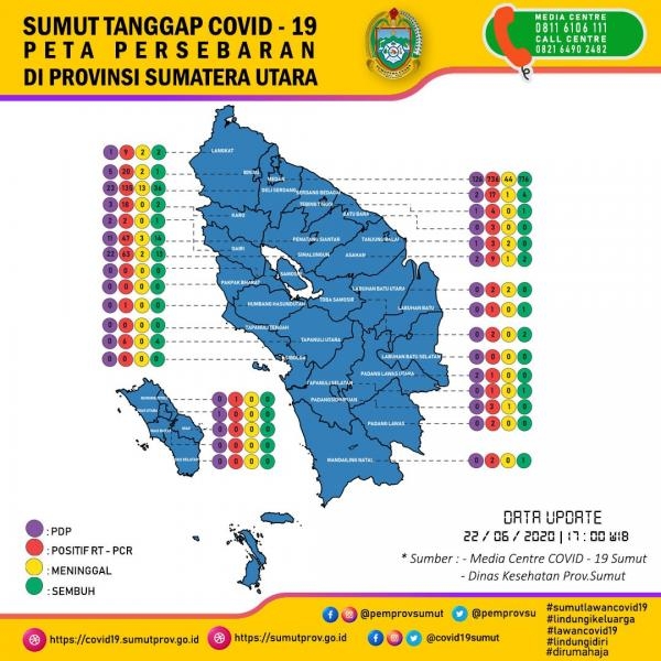 Peta Persebaran 22 Juni di Provinsi Sumatera Utara 